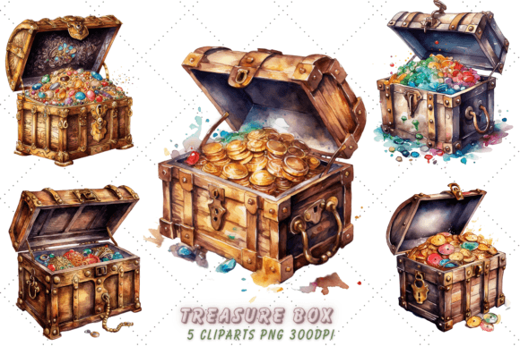 Download Treasure Box Vintage Watercolor Clipart - Clipart Collection
