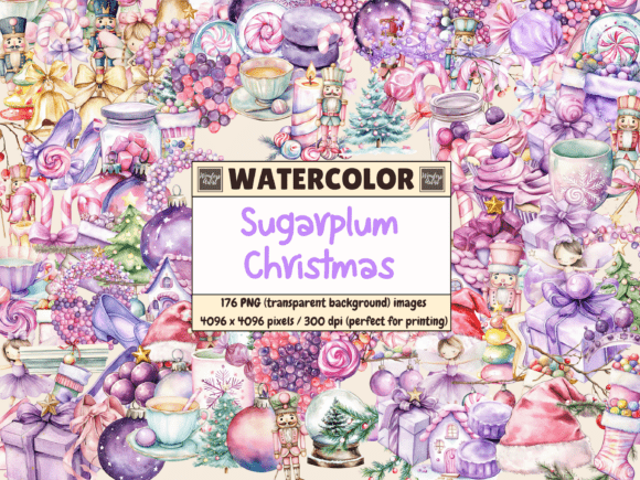Download Sugarplum Christmas Watercolor Clipart - Clipart Collection