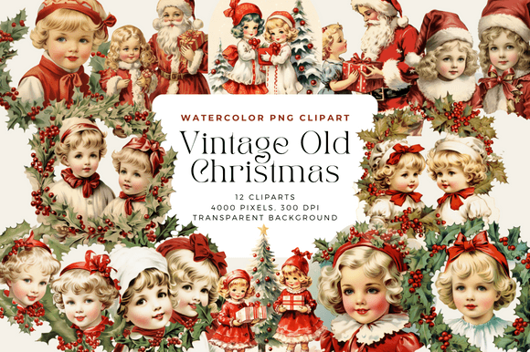 Download Watercolor Vintage Old Christmas Clipart - Clipart Collection