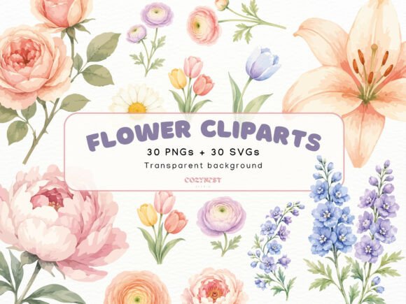 Download Flowers Watercolor Cliparts, Pastel PNG - Clipart Collection