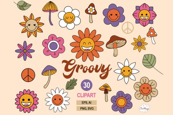 Download Retro Flowers Clipart, Hippie Flowers - Clipart Collection