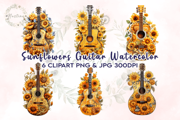 Download Sunflowers Guitar Watercolor Clipart - Clipart Collection