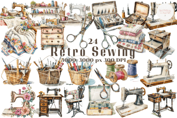 Download Vintage Sewing Clipart, Retro Sewing - Clipart Collection