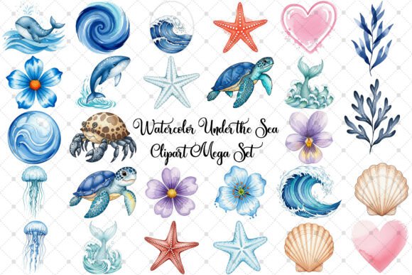 Download Watercolor Under the Sea Clipart Set - Clipart Collection