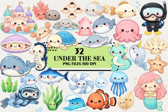 Download Kawaii Under the Sea Clipart Bundle - Clipart Collection