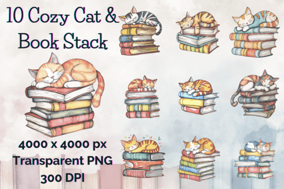 Download Watercolor Sleeping Cat Clipart Book PNG - Clipart Collection