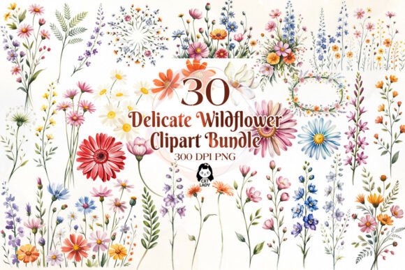 Download Delicate Wildflowers Watercolor Clipart - Clipart Collection