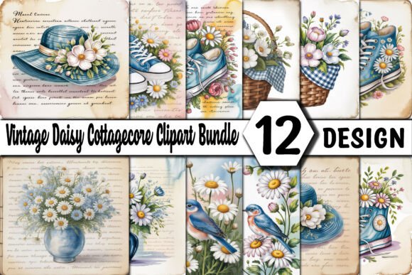 Download Vintage Daisy Cottagecore Clipart Bundle - Clipart Collection