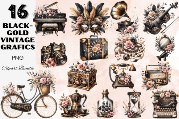 Download Black Gold Vintage Decor Clipart Grafics - Clipart Collection