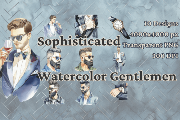 Download Watercolor Clipart Set of Handsome Men - Clipart Collection