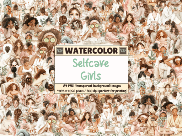 Download Selfcare Girls Watercolor Clipart - Clipart Collection