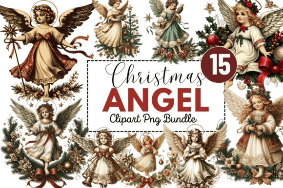 Download Vintage Christmas Angel Clipart Bundle - Clipart Collection