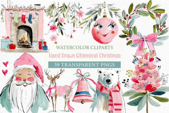 Download Hand Drawn Whimsical Christmas Clipart - Clipart Collection