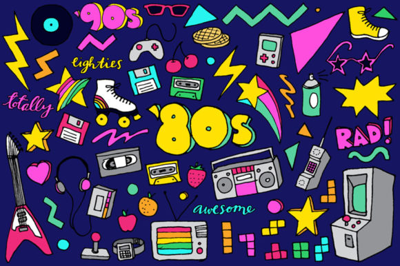Download 80s Clipart Hand Drawn Illustrations - Clipart Collection