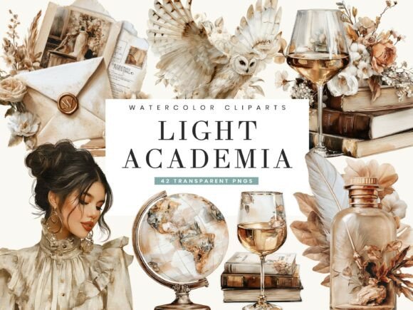 Download Watercolor Light Academia Clipart - Clipart Collection