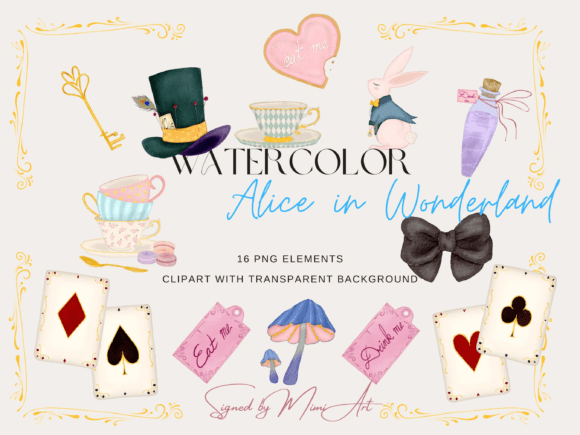 Download Alice in Wonderland Watercolor Clipart - Clipart Collection