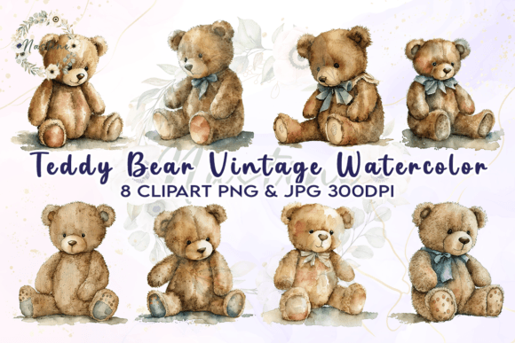 Download Teddy Bear Vintage Watercolor Clipart - Clipart Collection