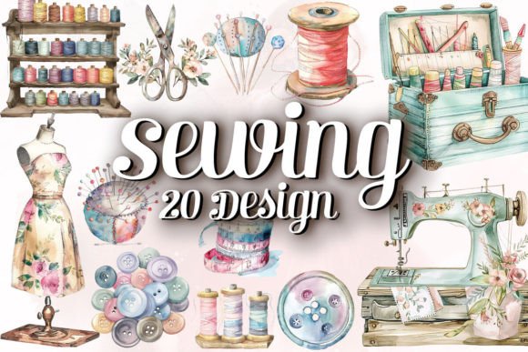 Download Watercolor Sewing Clipart Bundle - Clipart Collection