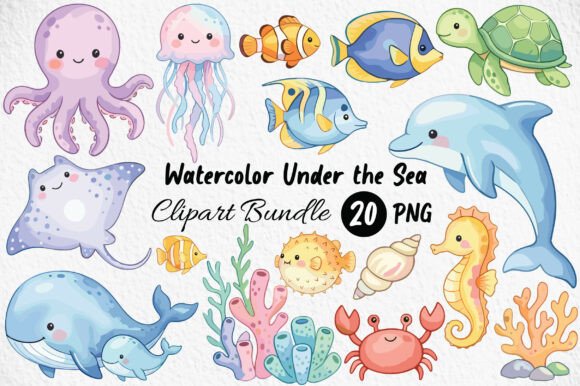 Download Watercolor Under the Sea Clipart - Clipart Collection