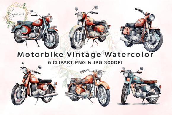 Download Motorbike Vintage Watercolor Clipart - Clipart Collection