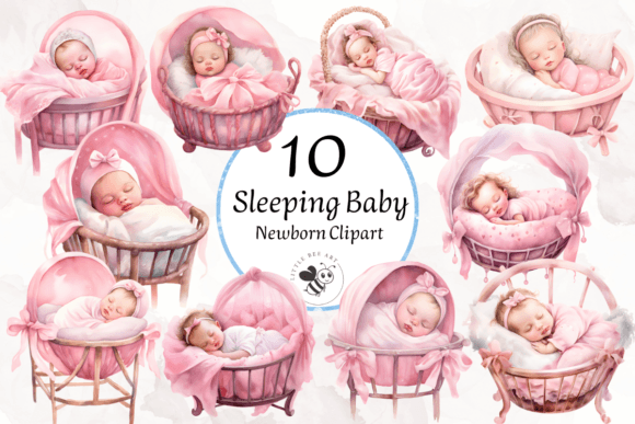 Download 10 Sleeping Baby Newborn Clipart Bundle - Clipart Collection