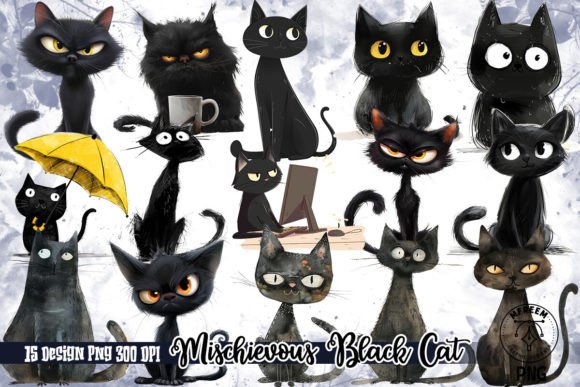 Download Mischievous Black Cat Clipart PNG - Clipart Collection