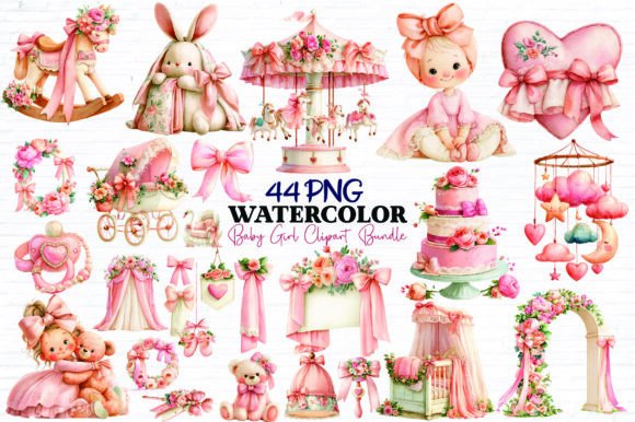 Download Watercolor Baby Girl Clipart Bundle - Clipart Collection