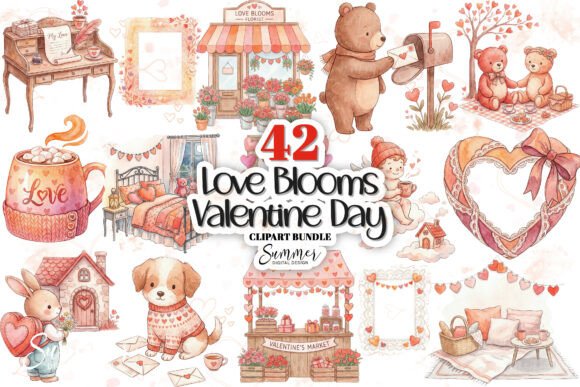 Download Whimsical Pastel Valentine Clipart Set - Clipart Collection