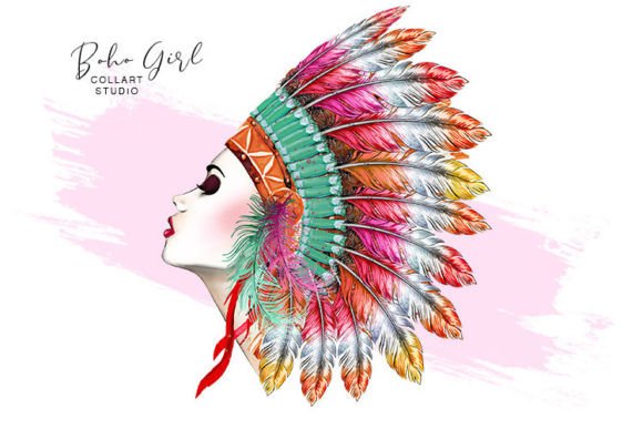 Download Tribal Girl, Boho Clipart, Bohemian - Clipart Collection