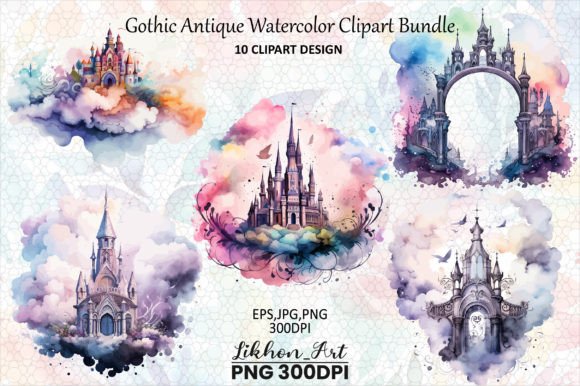 Download Gothic Antique Watercolor Clipart Bundle - Clipart Collection