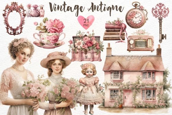 Download Vintage Antique Watercolor Clipart - Clipart Collection
