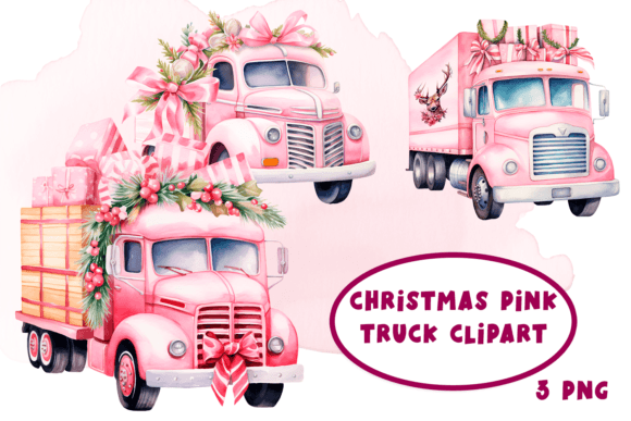 Download Pink Christmas Car Vintage Clipart - Clipart Collection