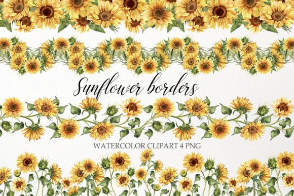 Download Sunflower Border Clipart. Watercolor PNG - Clipart Collection