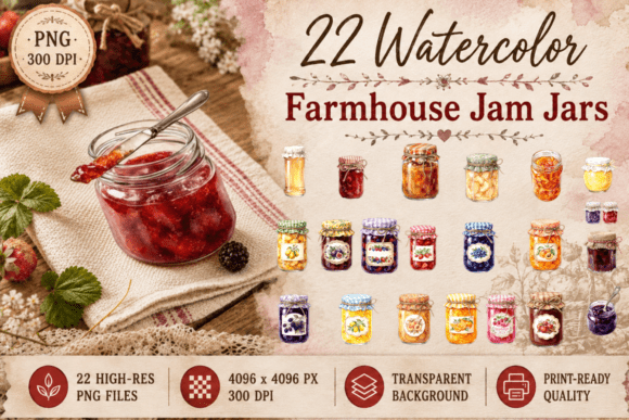Download Cottagecore Jam Jar Clipart Rustic PNG - Clipart Collection