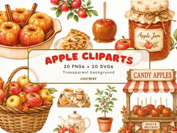 Download Apple Watercolor Cliparts, Fall Harvest - Clipart Collection