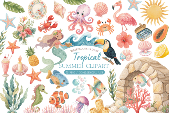 Download Watercolor Ocean Animal Clipart Bundle - Clipart Collection