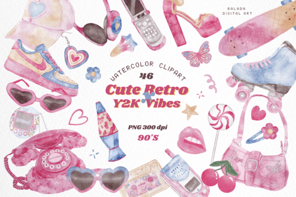 Download Y2K Retro Valentines Clipart Bundle - Clipart Collection