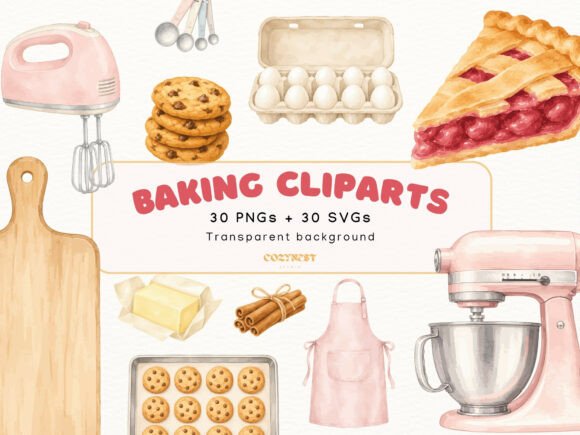Download Baking Watercolor Cliparts, Kitchen Tool - Clipart Collection