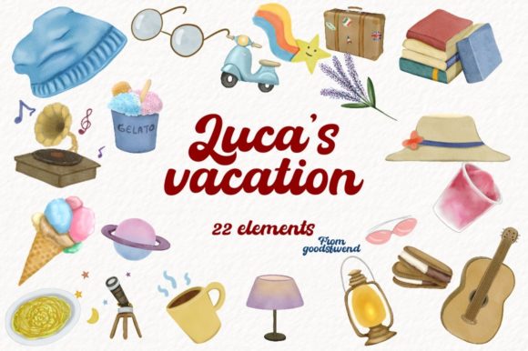 Download Luca's Vacation Vintage Elements Clipart - Clipart Collection