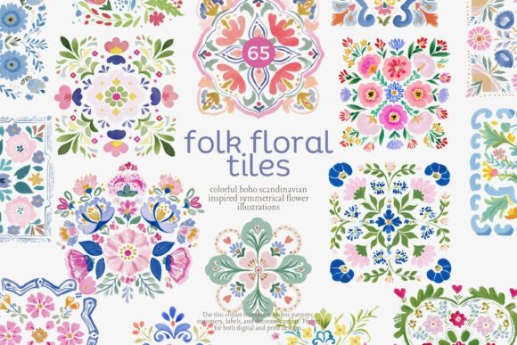 Download Folk Floral Tiles Clipart Set - Clipart Collection