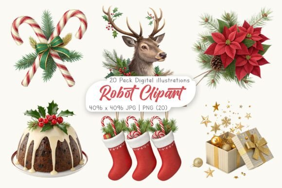 Download Watercolor Traditional Christmas Clipart - Clipart Collection