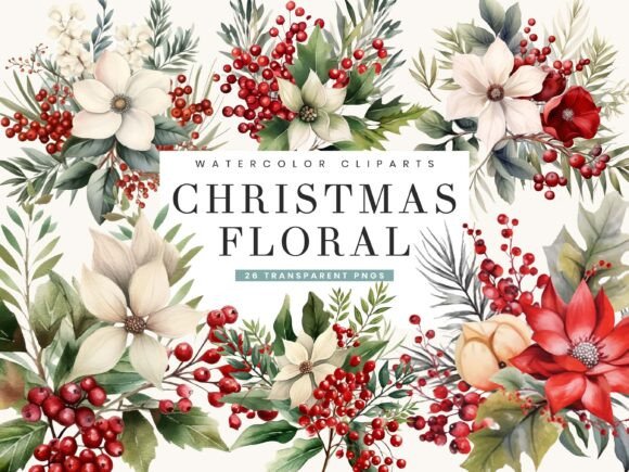Download Christmas Floral Clipart Bundle - Clipart Collection