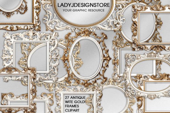 Download Antique White Gold Frames Clipart - Clipart Collection