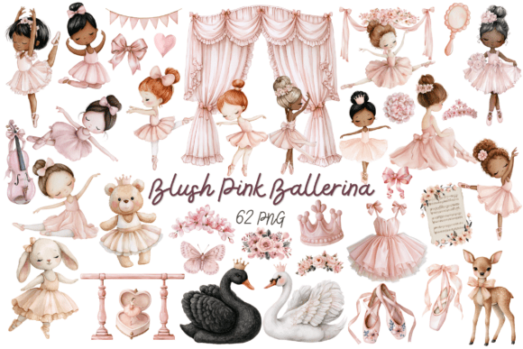Download Blush Pink Ballerina Clipart Bundle - Clipart Collection