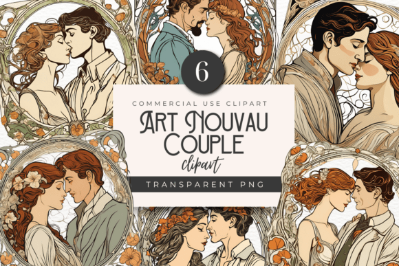 Download Art Nouvau Couple, Boho Clipart PNG - Clipart Collection