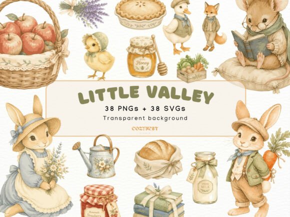 Download Little Valley Watercolor Cliparts, PNG - Clipart Collection