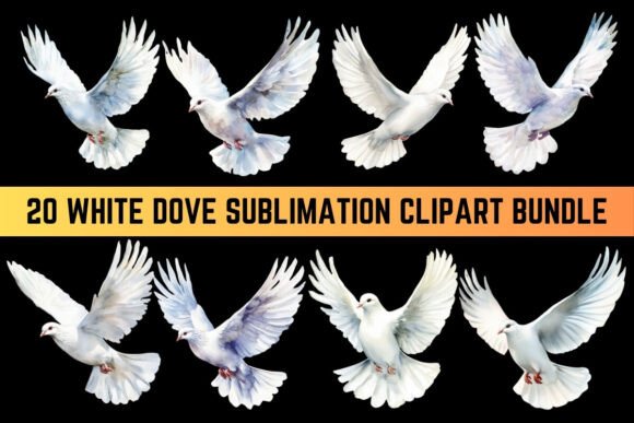 Download White Dove Sublimation Clipart Bundle - Clipart Collection