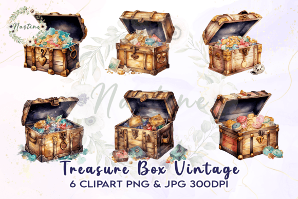 Download Treasure Box Vintage Watercolor Clipart - Clipart Collection