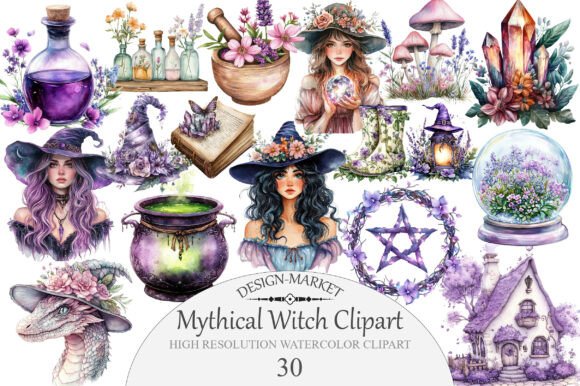 Download Watercolor Mythical Witch Clipart - Clipart Collection