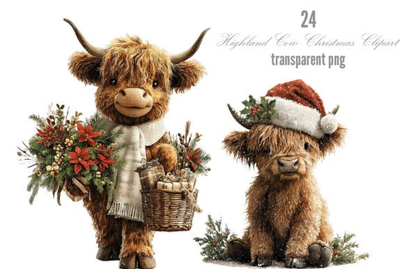 Download Highland Cow Christmas Clipart - Clipart Collection